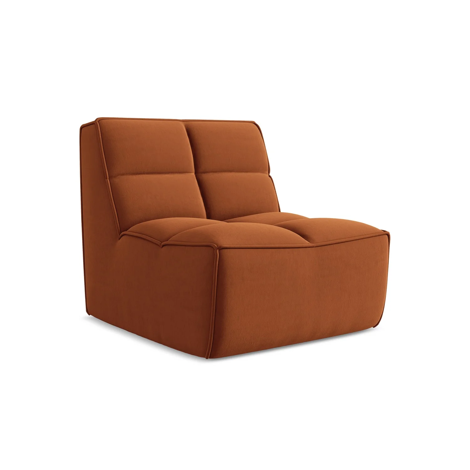LaMiaSofa Bankmodule midden Belluno – velours – terracotta – 80x93x75