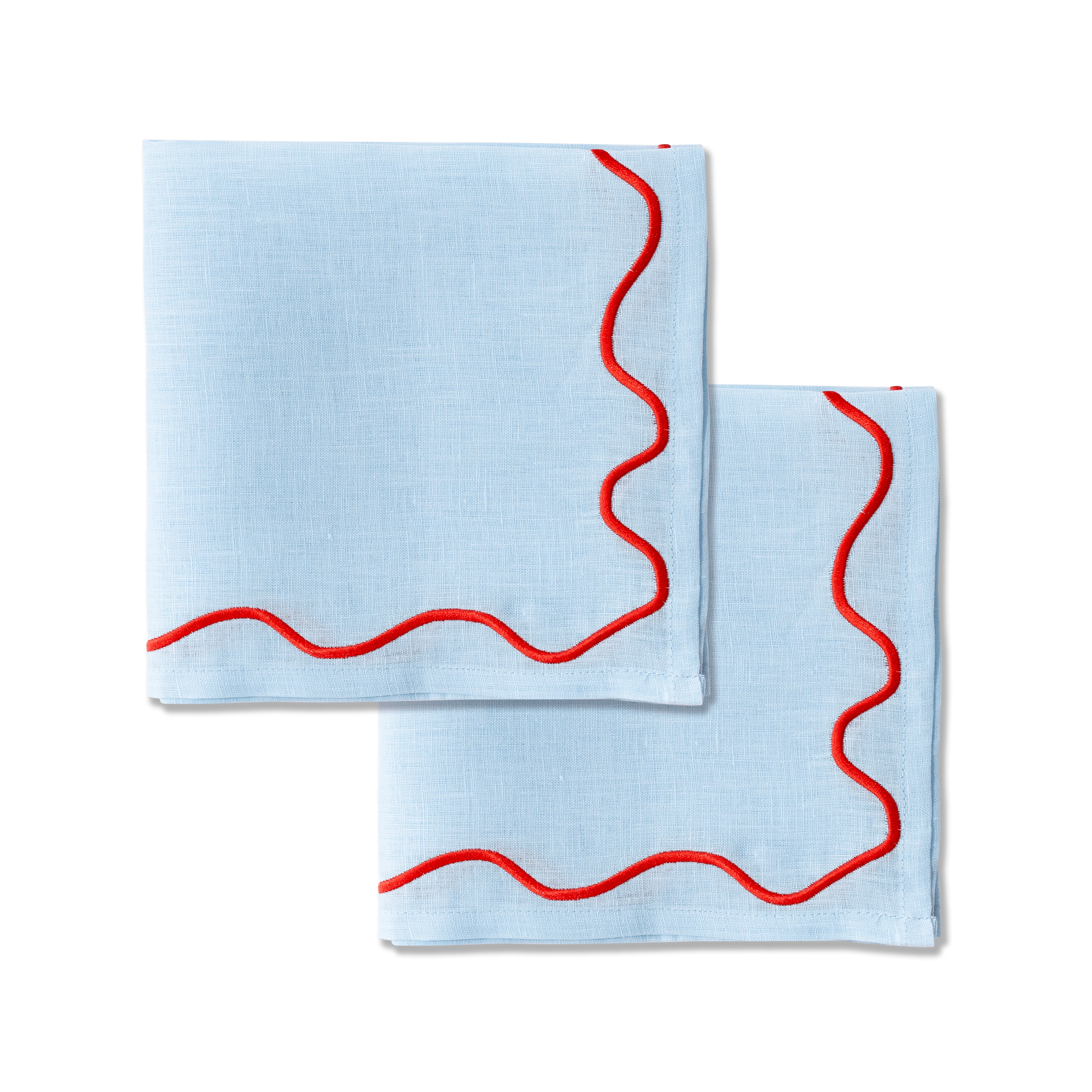 Kulu Club servetten Wavy – 100% linnen – blauw – set van 2