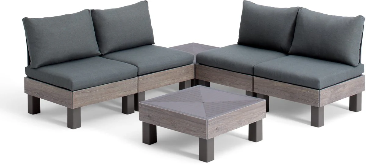 Keter Signature Elements Loungeset – 4 personen – met groene kussens –