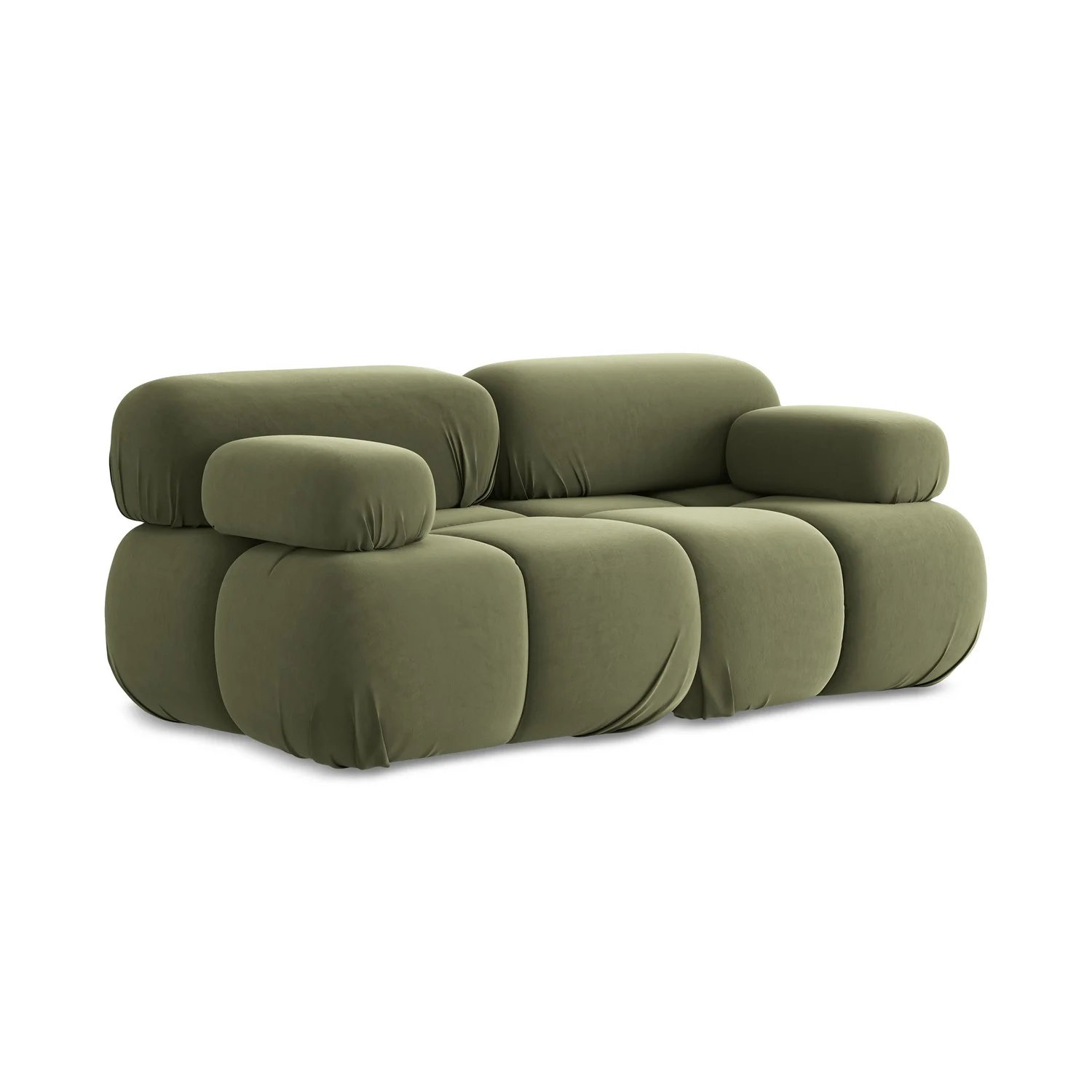 LaMiaSofa Tweezits modulaire bank Sanremo – velours – olijf – 190x96x7