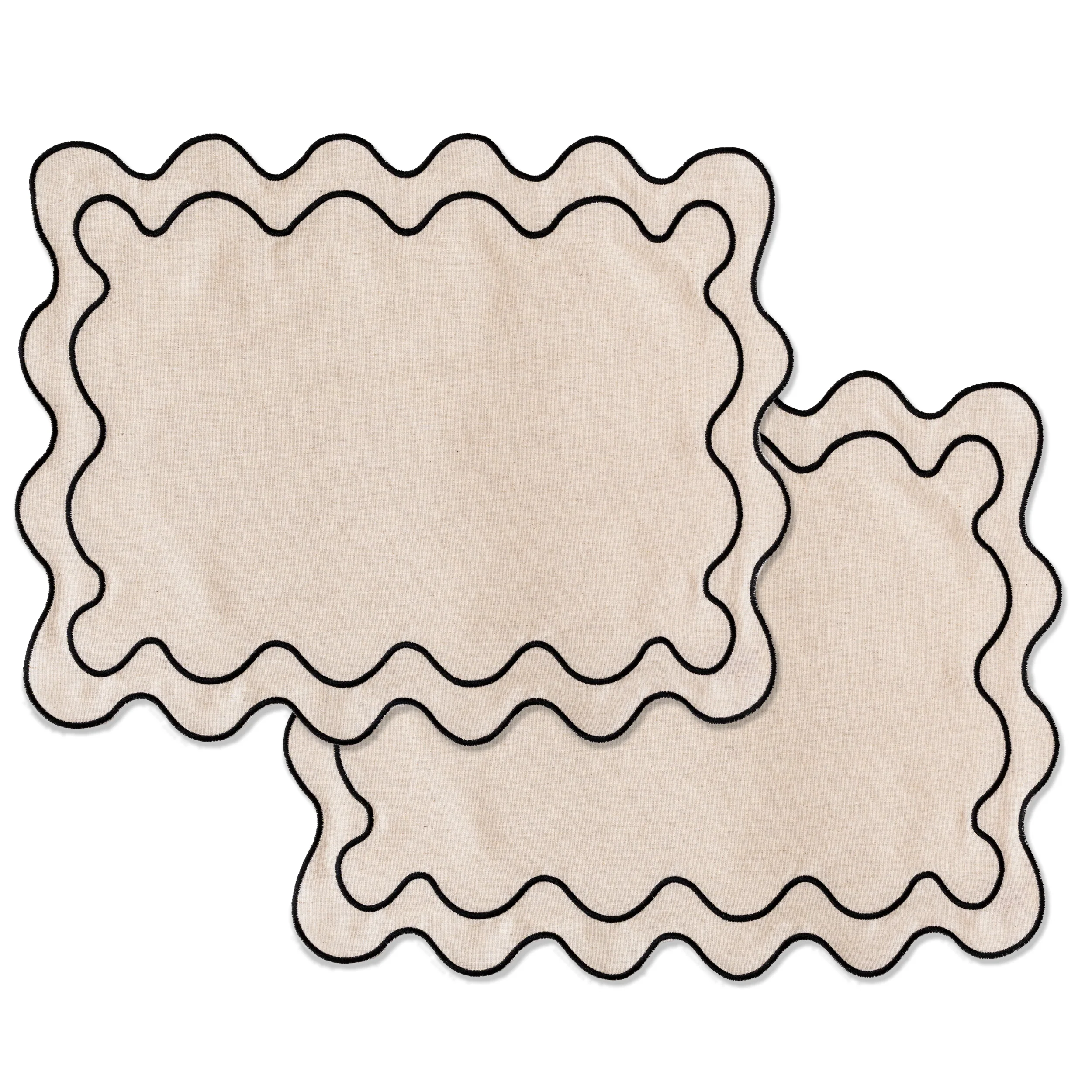 Kulu Club placemats Wavy – linnenmix – beige – set van 2
