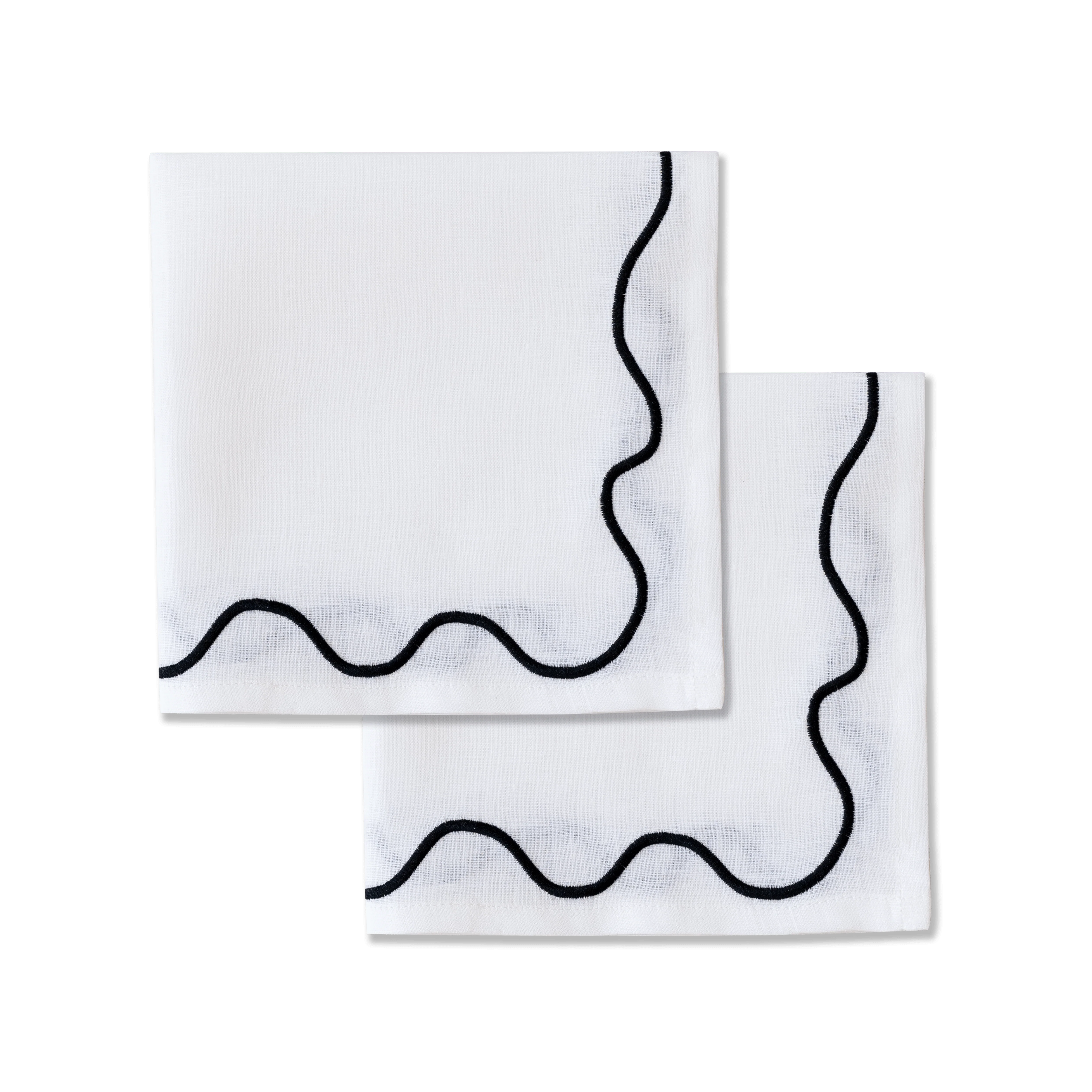 Kulu Club servetten wavy – 100% linnen – wit – set van 2