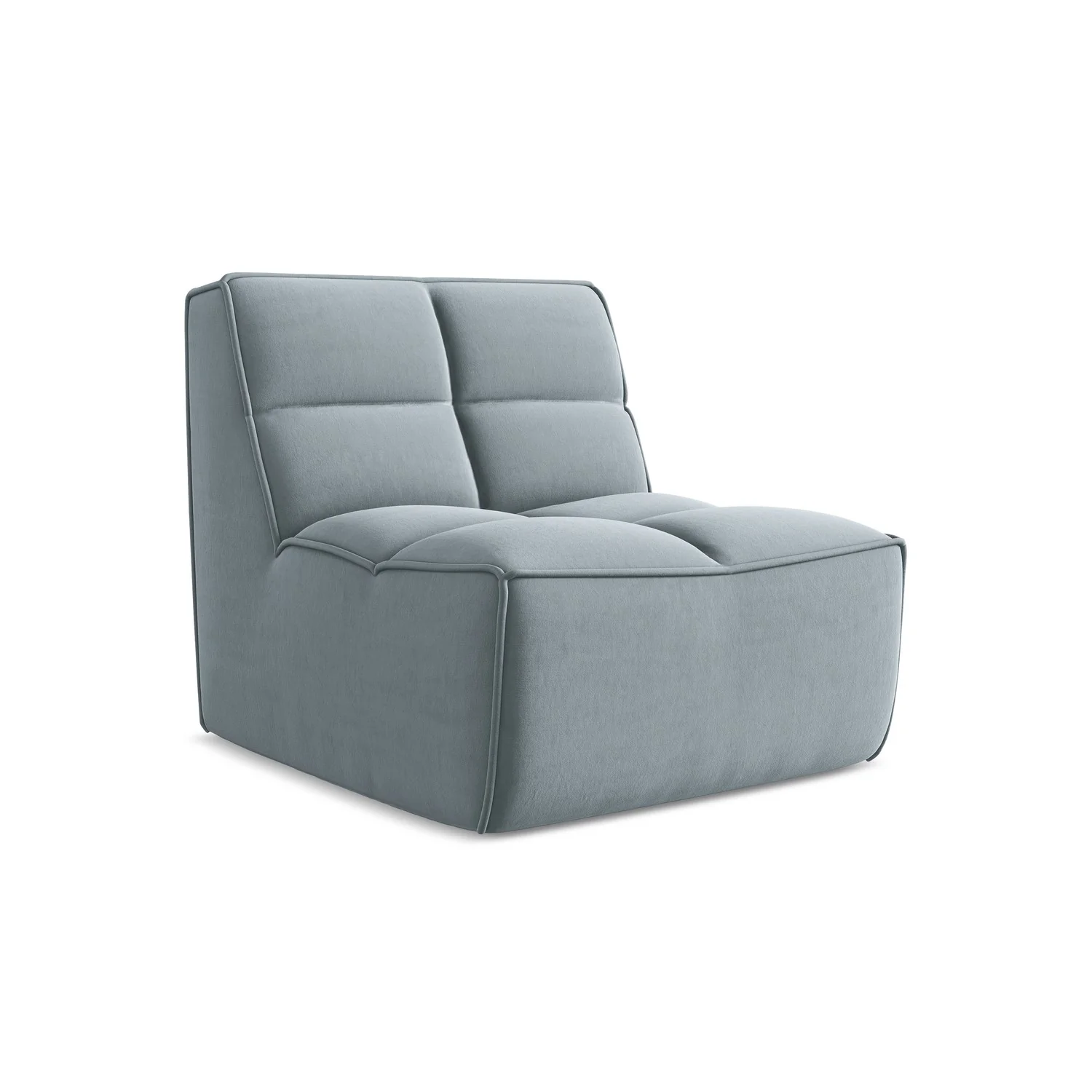 LaMiaSofa Bankmodule midden Belluno – velours – lichtblauw – 80x93x75