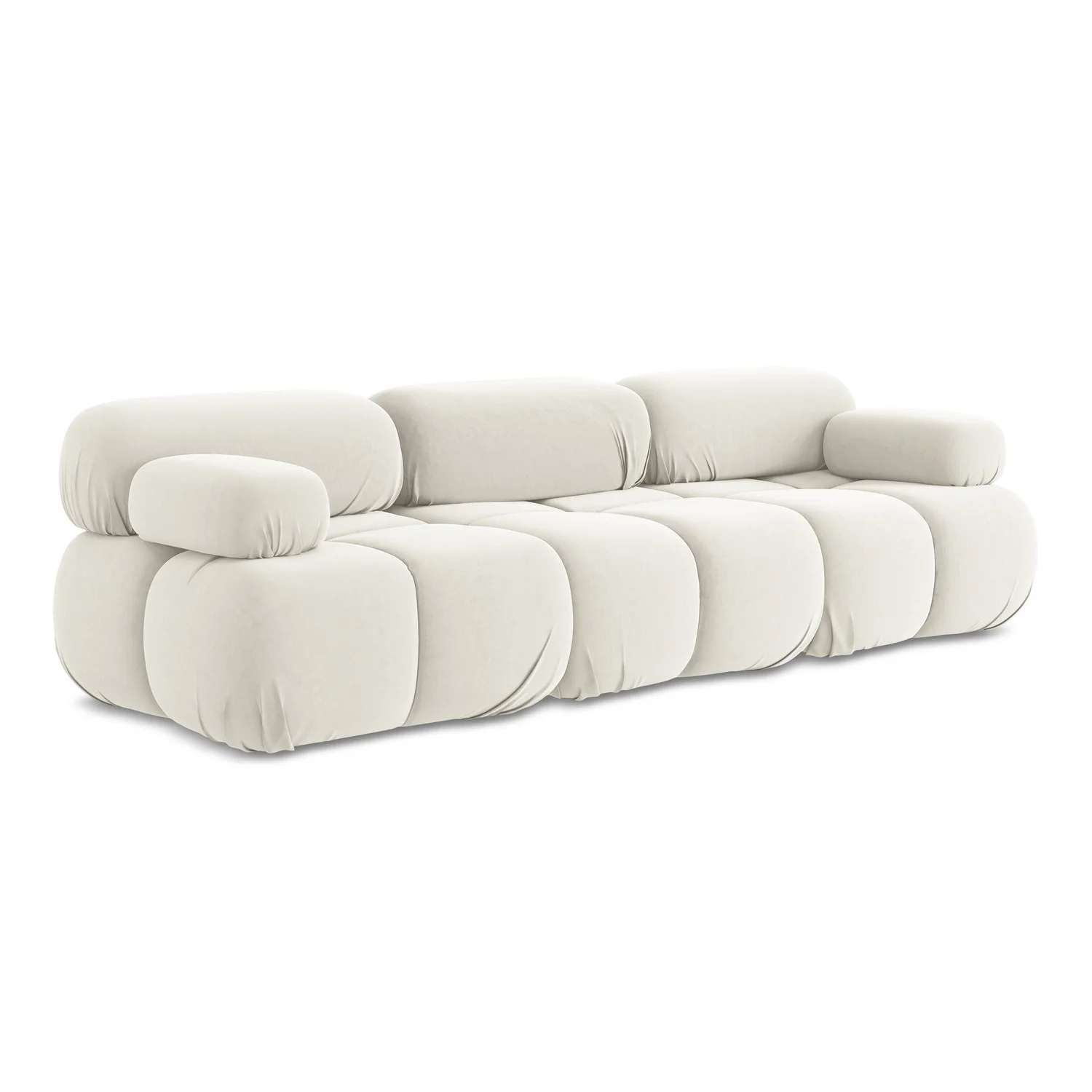 LaMiaSofa 3-zits bank Sanremo – velours – lichtbeige – 285x96x70
