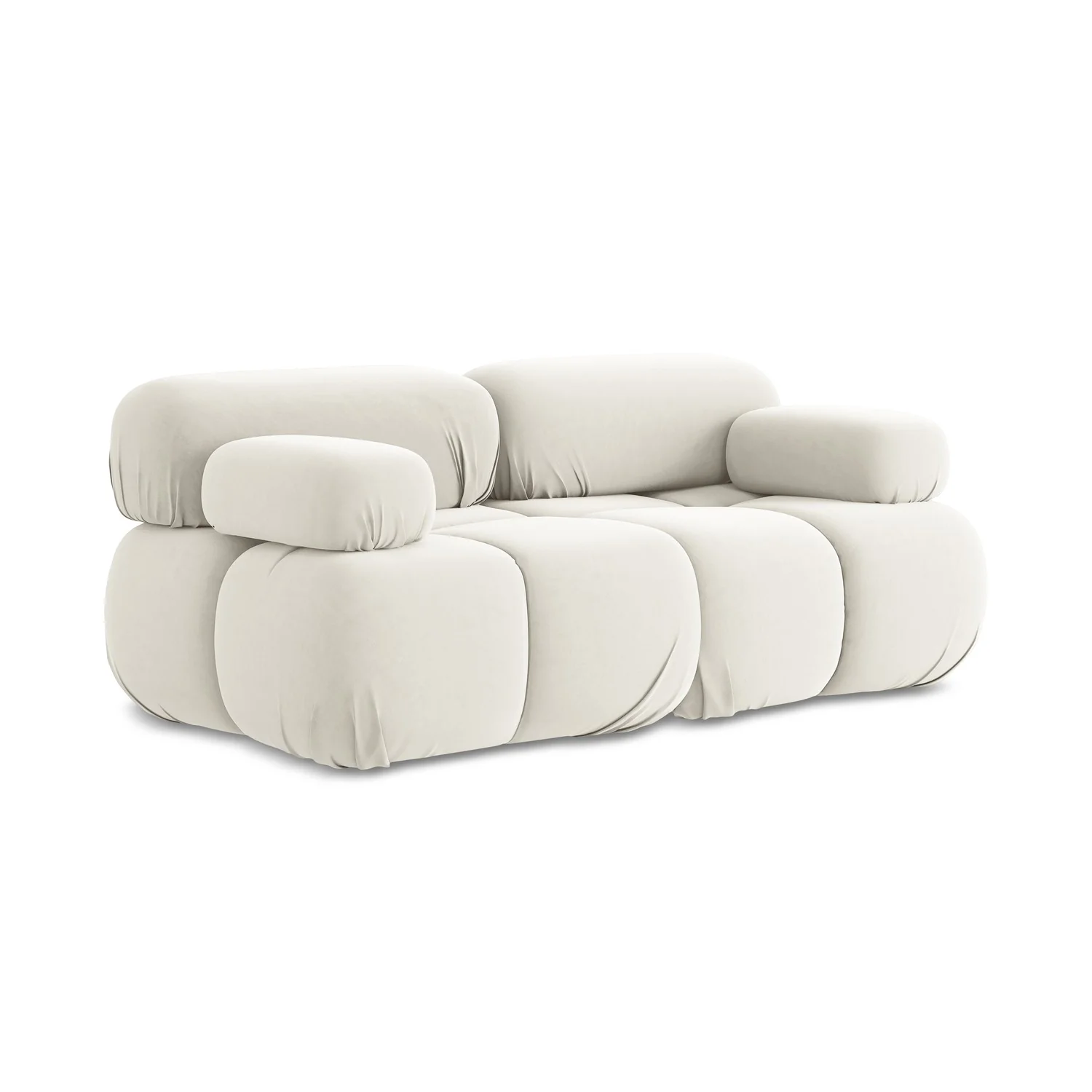 LaMiaSofa Tweezits modulaire bank Sanremo – velours – lichtbeige – 190