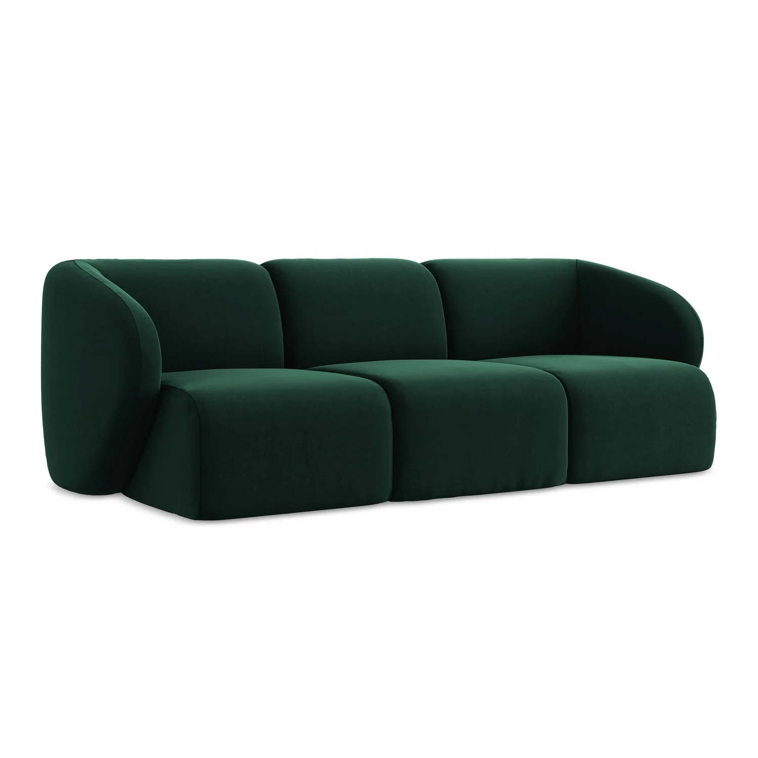 LaMiaSofa 3-zits bank Cervo – velours – flessengroen – 244x94x75