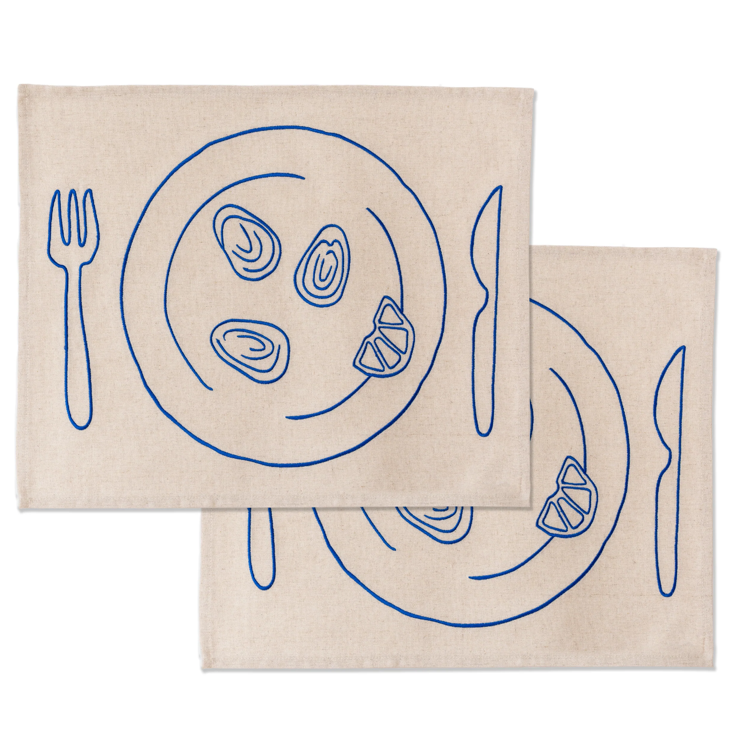 Kulu Club placemats – bord met oesters – linnenmix – set van 2