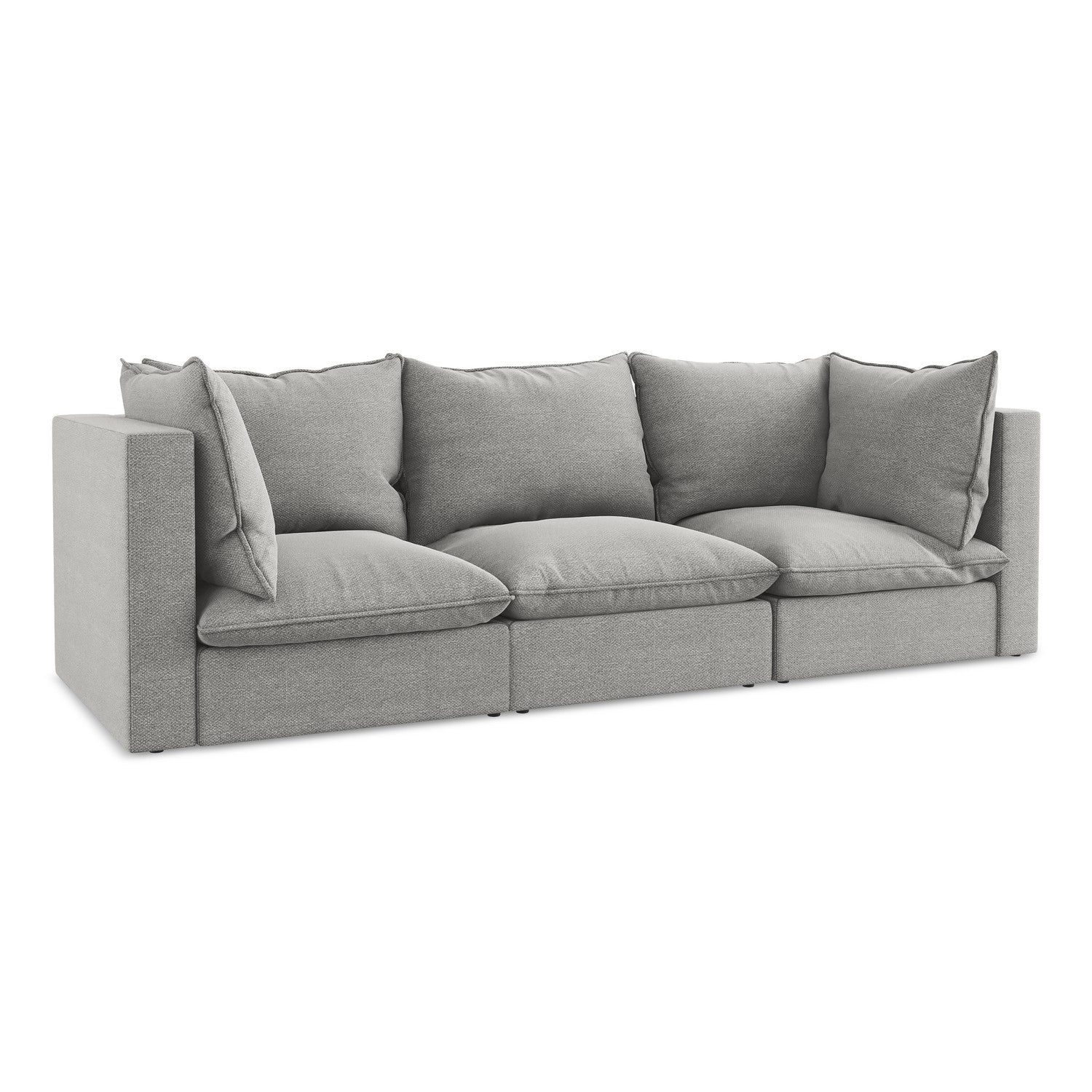 LaMiaSofa 3-zits bank Ravenna – bouclé – lichtgrijs – 255x90x77