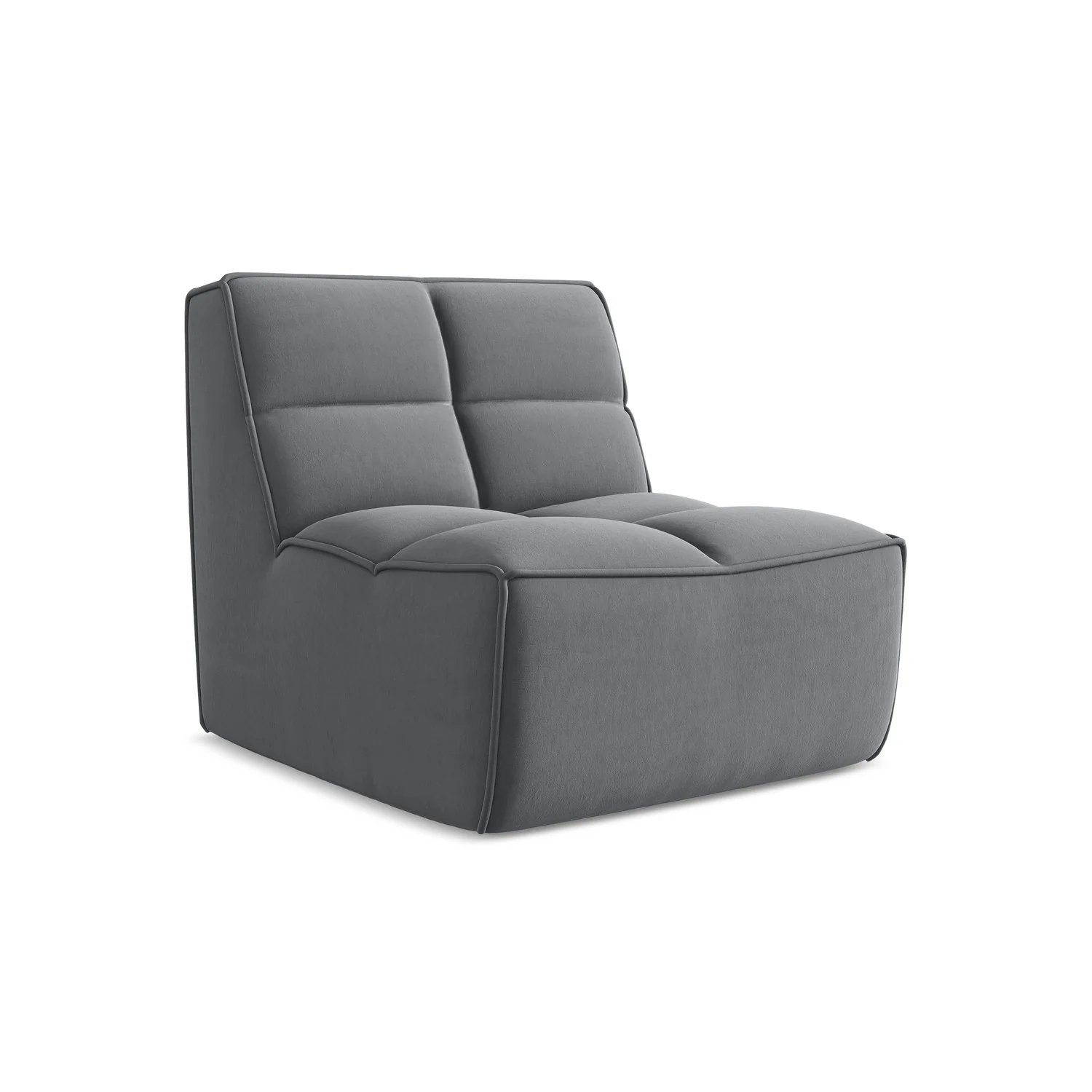 LaMiaSofa Bankmodule midden Belluno – velours – staal – 80x93x75