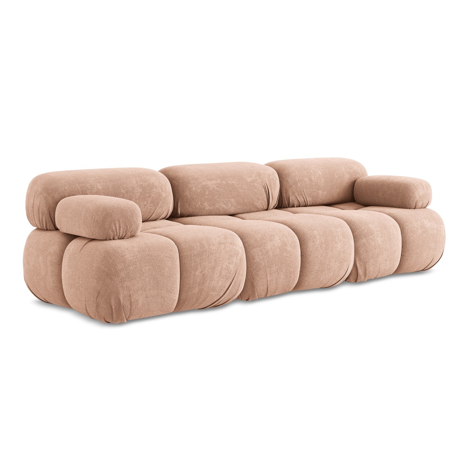 LaMiaSofa 3-zits bank Sanremo – chenille stof – perzik – 285x96x70