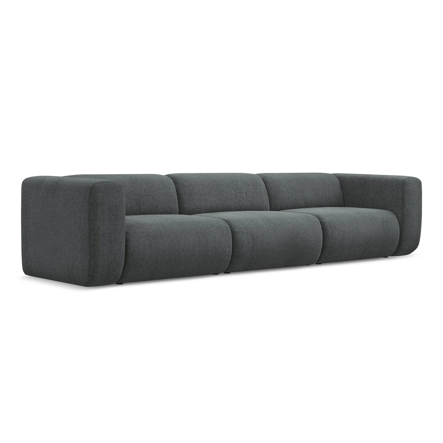 LaMiaSofa 4-zits bank Bari – chenille stof – grafiet – 319x89x70