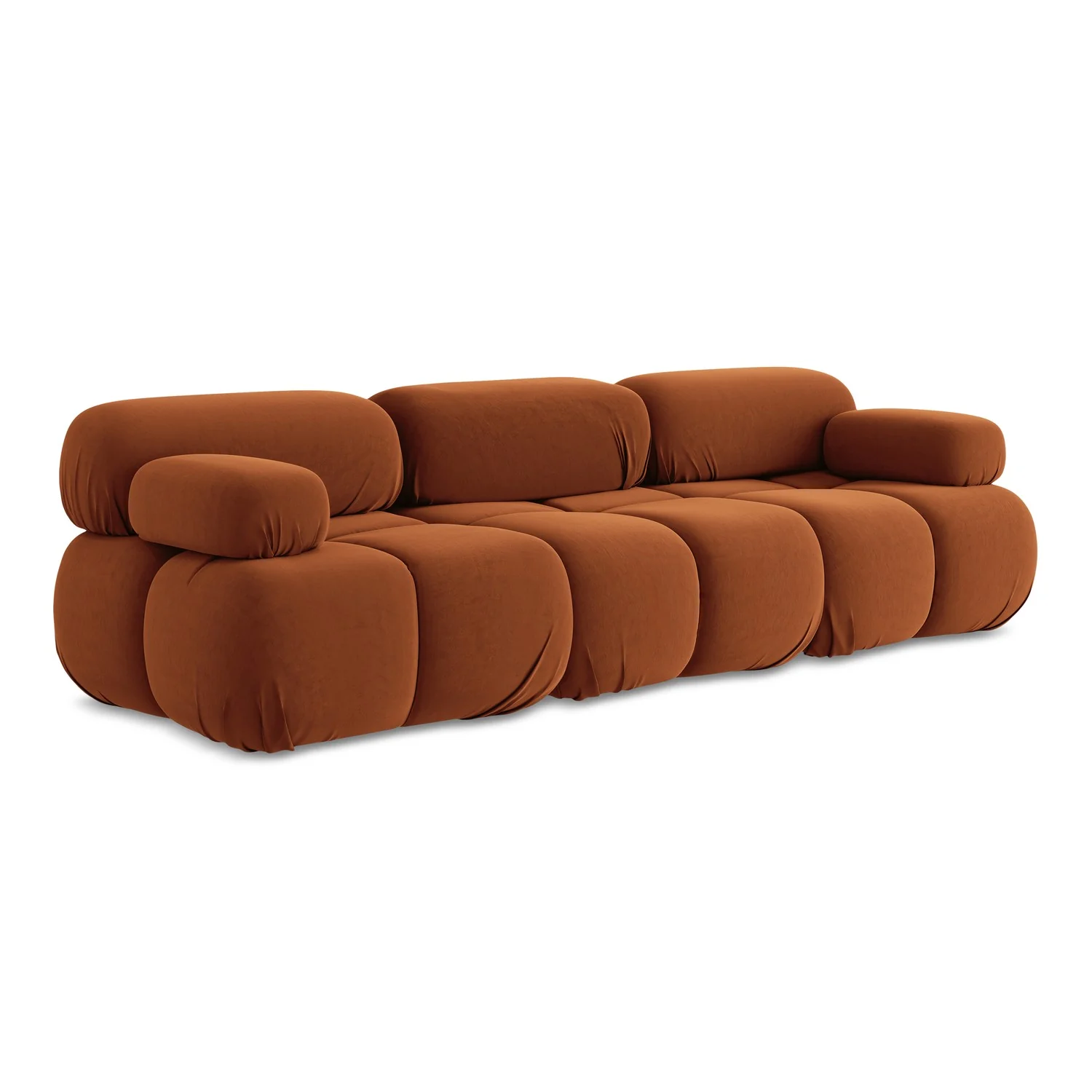 LaMiaSofa 3-zits bank Sanremo – velours – terracotta – 285x96x70