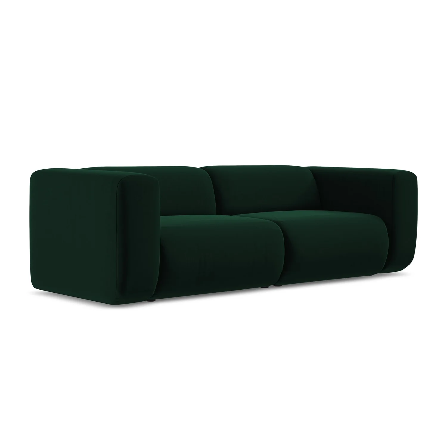 LaMiaSofa 3-zits bank Bari – velours – flessengroen – 228x89x70