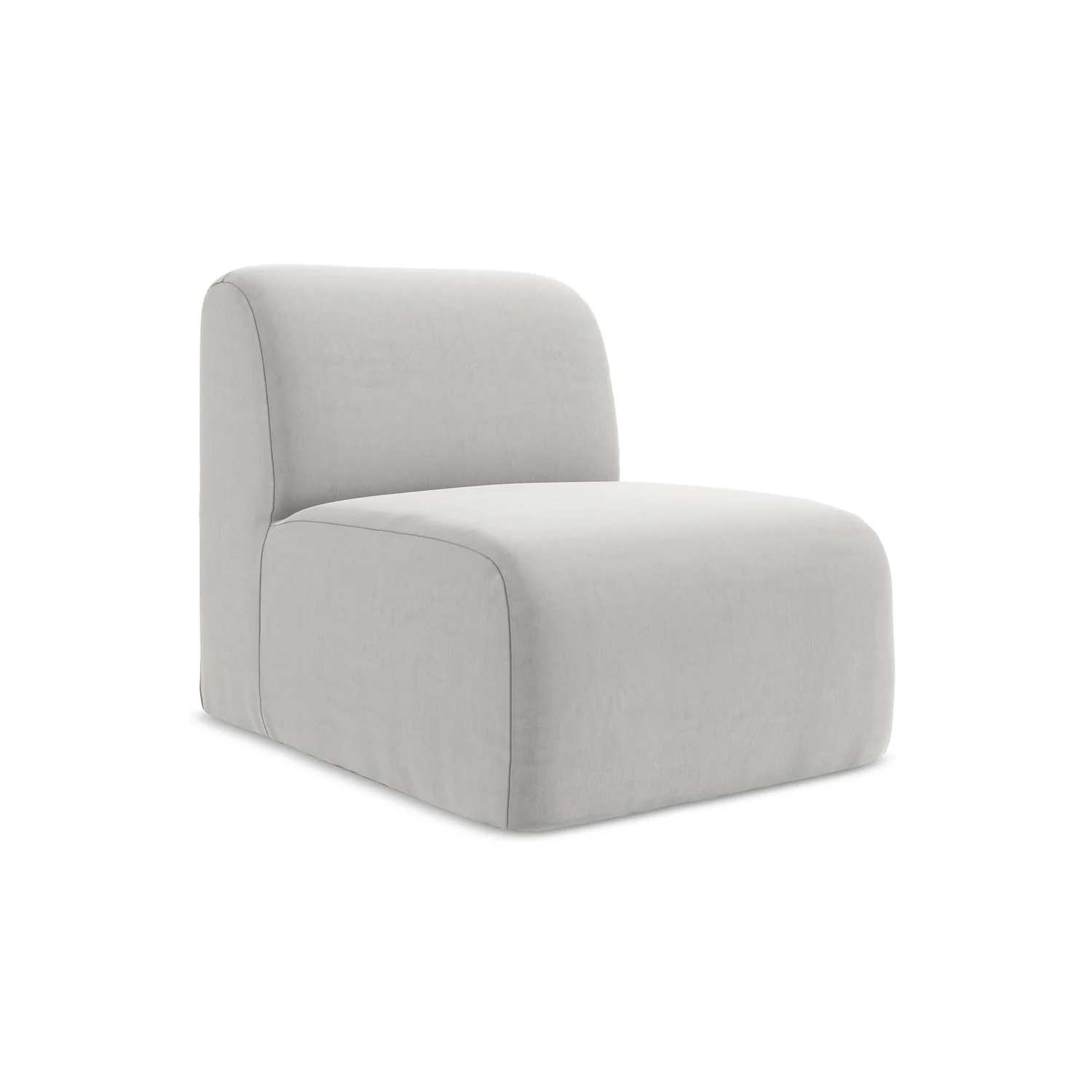 LaMiaSofa Bankmodule midden Cervo – velours – zilver – 70x94x75