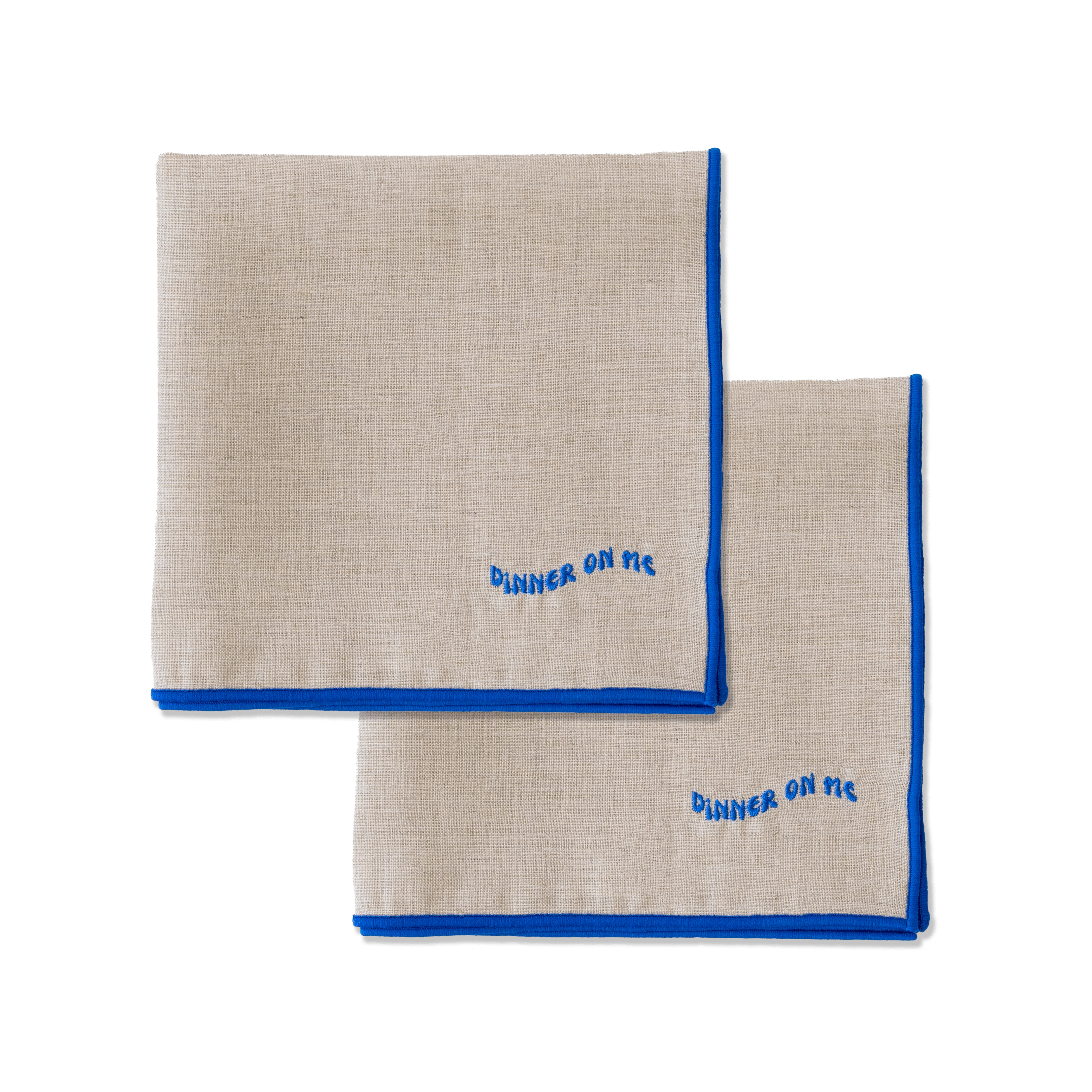 Kulu Club servetten "dinner on me" – 100% linnen – beige – set van 2
