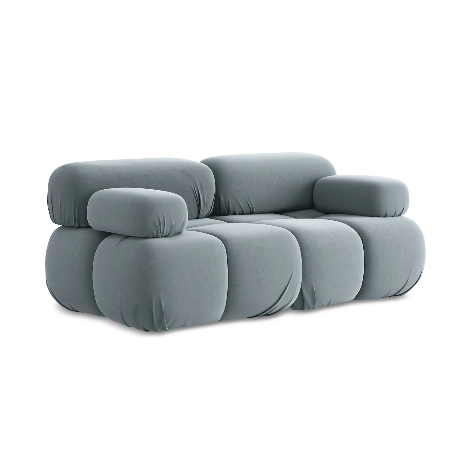 LaMiaSofa Tweezits modulaire bank Sanremo – velours – lichtblauw – 190
