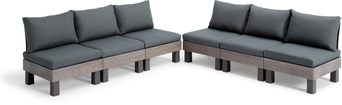 Keter Signature Elements Loungeset – 6 personen – met groene kussens –