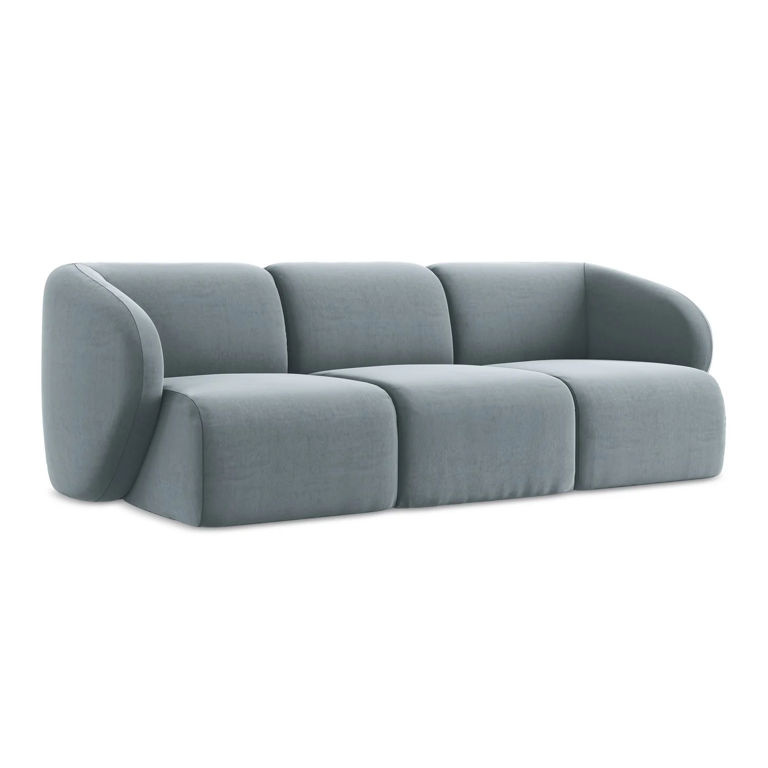 LaMiaSofa 3-zits bank Cervo – velours – lichtblauw – 244x94x75
