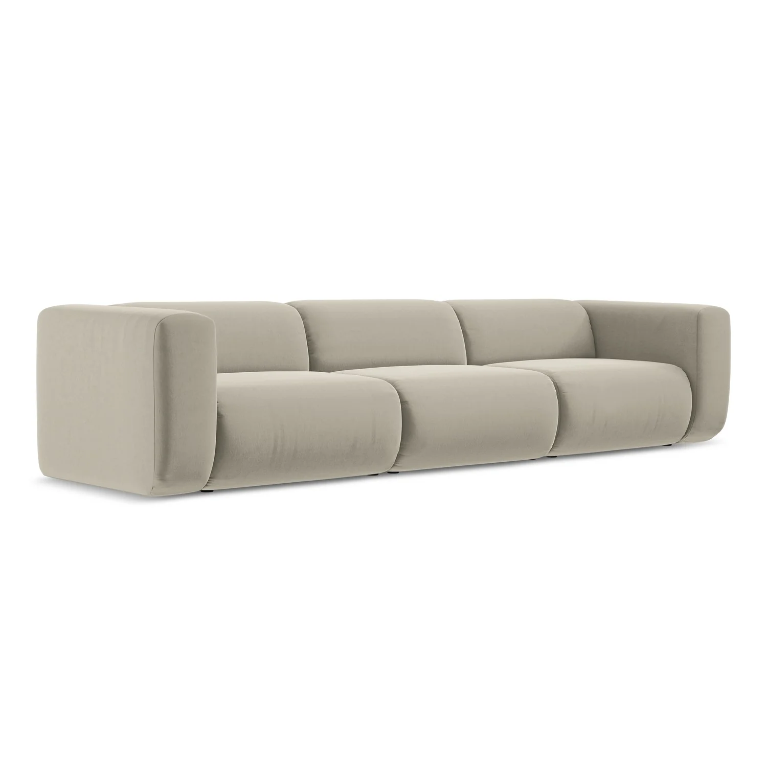 LaMiaSofa 4-zits bank Bari – velours – parel – 319x89x70