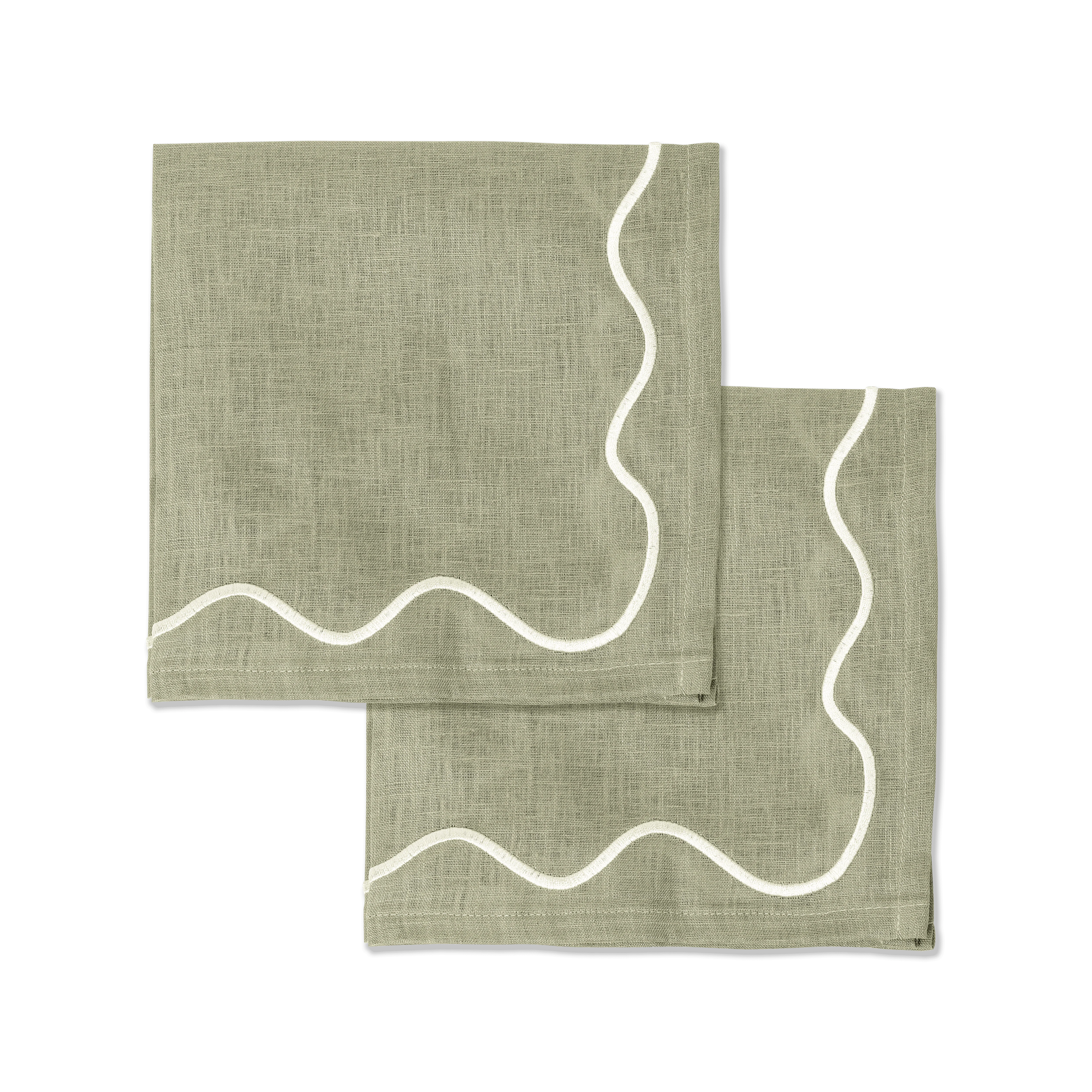 Kulu Club servetten wavy – 100% linnen – saliegroen – set van 2
