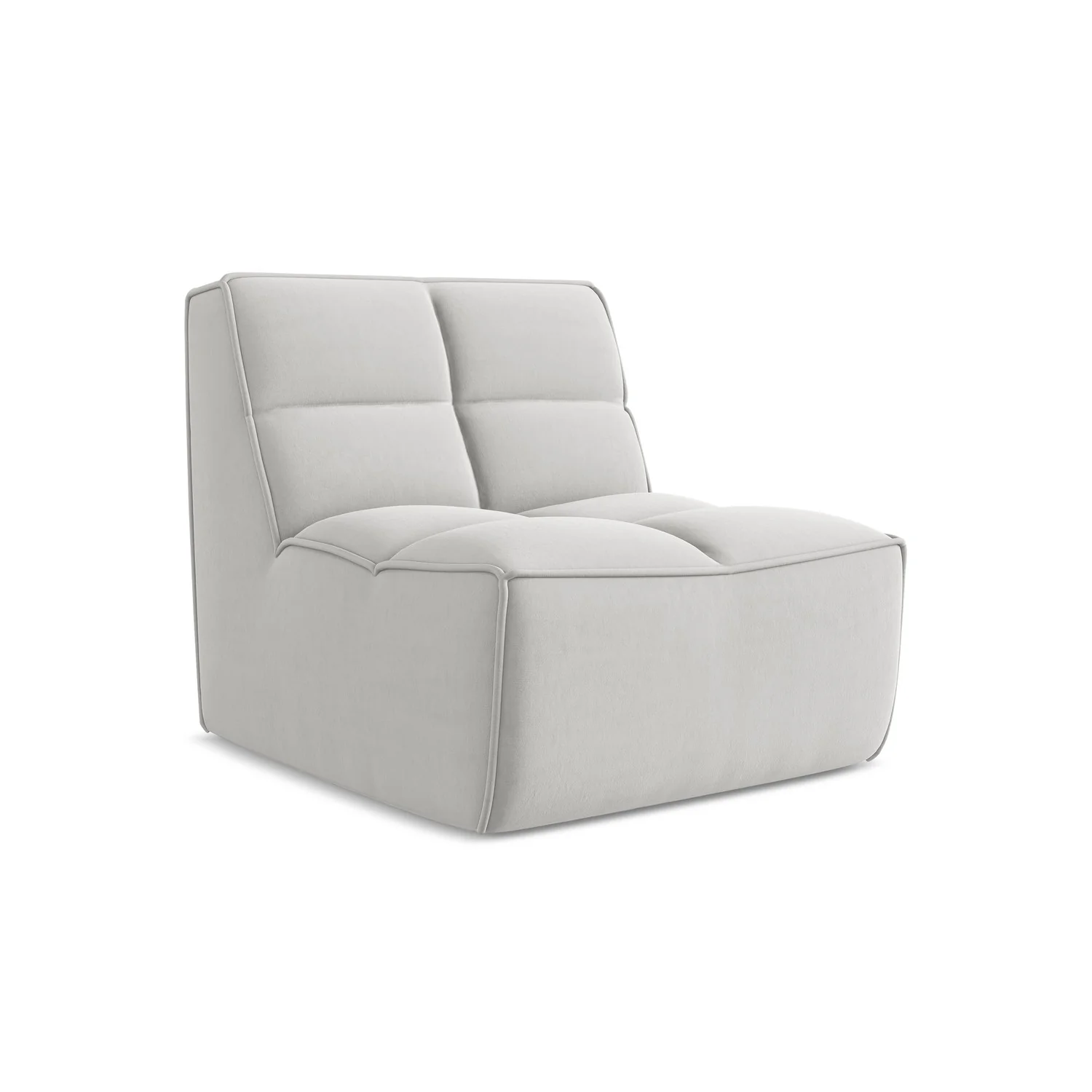 LaMiaSofa Bankmodule midden Belluno – velours – zilver – 80x93x75