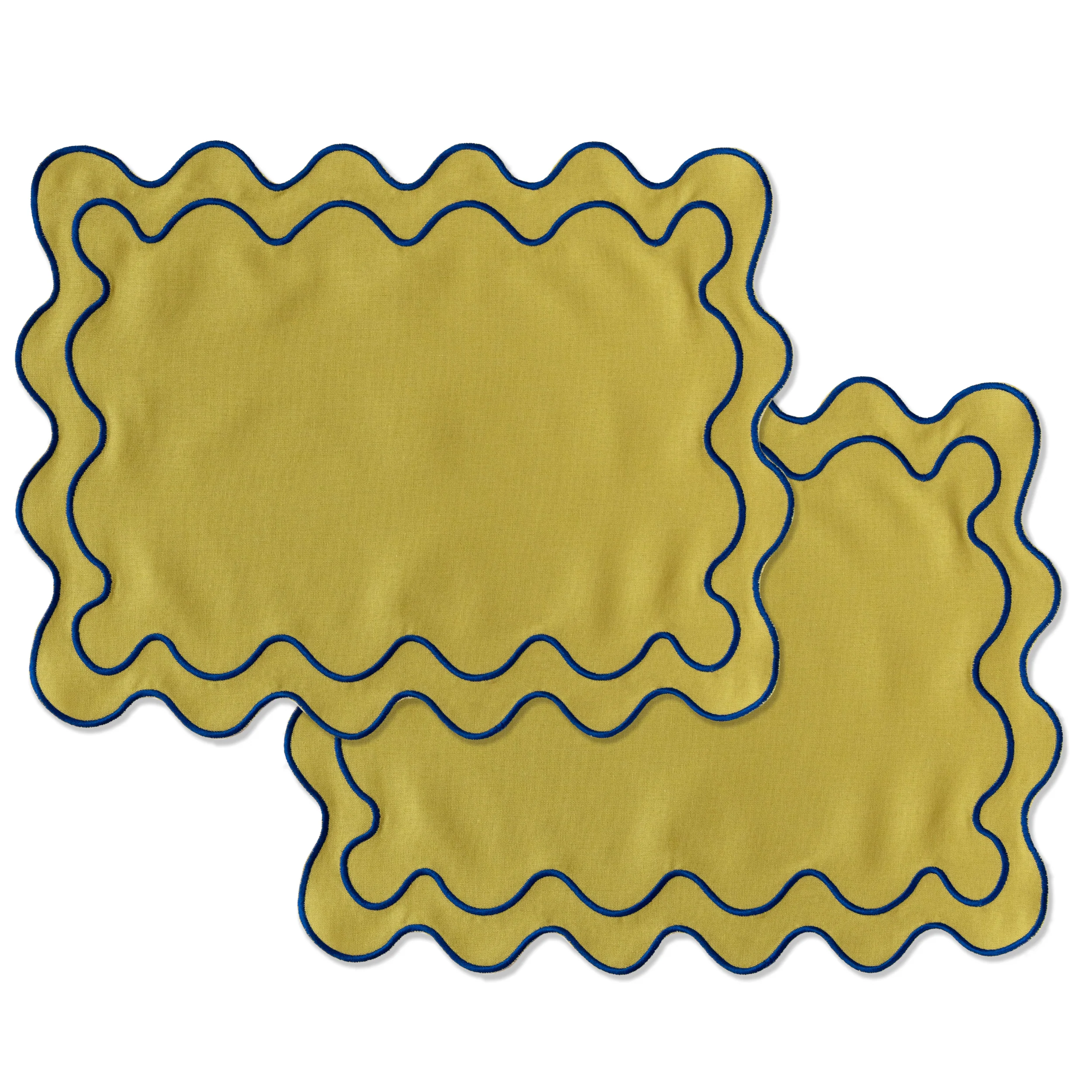 Kulu Club placemats Wavy – linnenmix – groen – set van 2