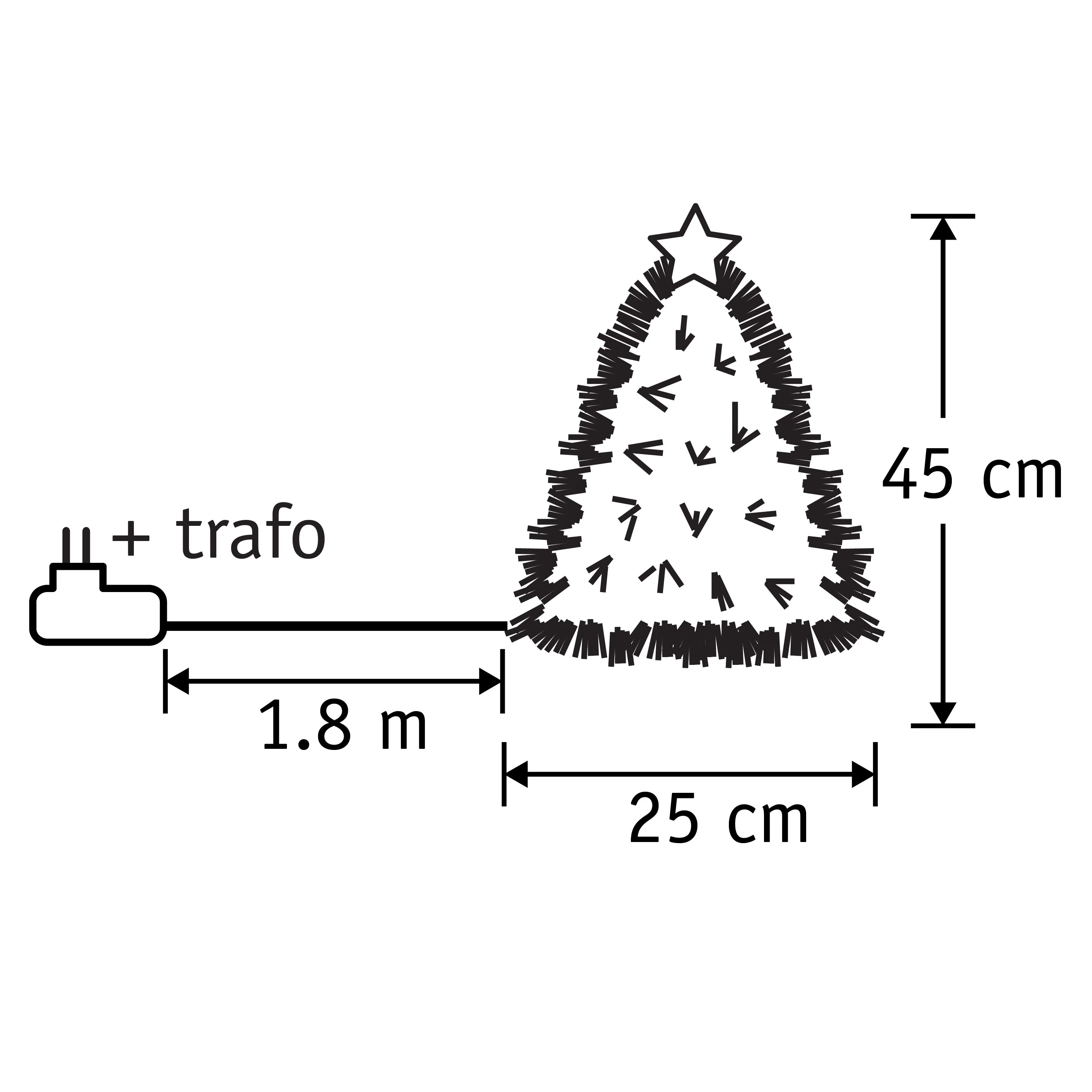 Luca Lighting Mercury Kunstkerstboom met Fibre Optic Verlichting – H45