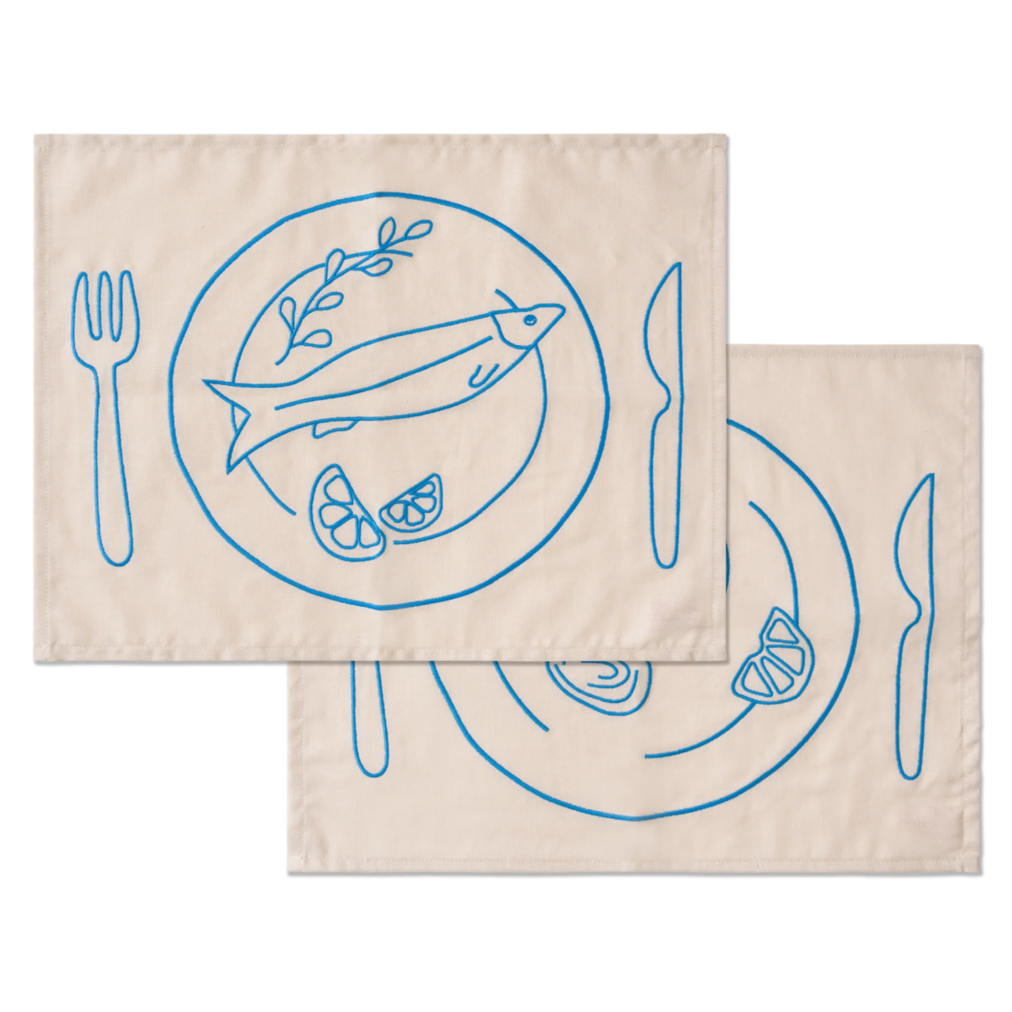 Kulu Club placemats – vis borden – linnenmix – set van 2