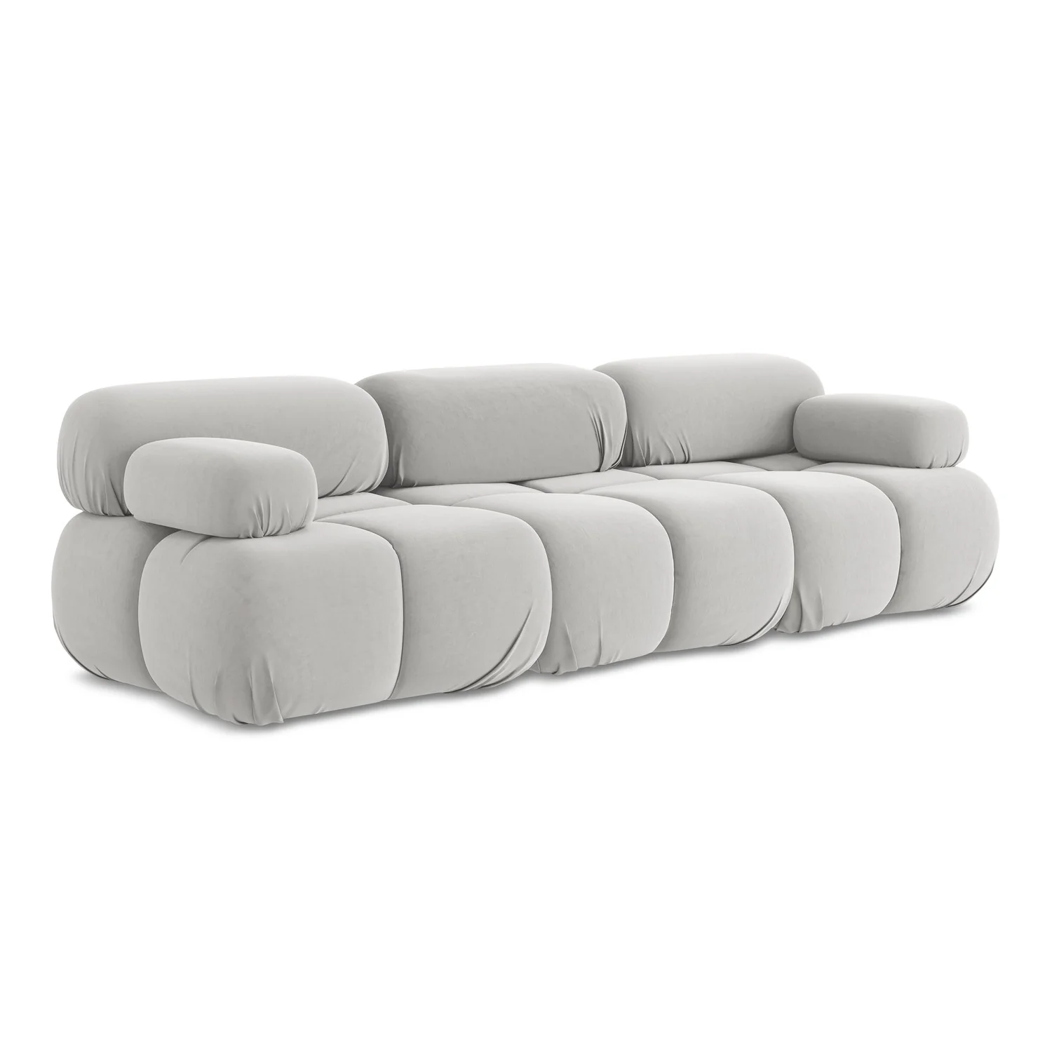 LaMiaSofa 3-zits bank Sanremo – velours – zilver – 285x96x70