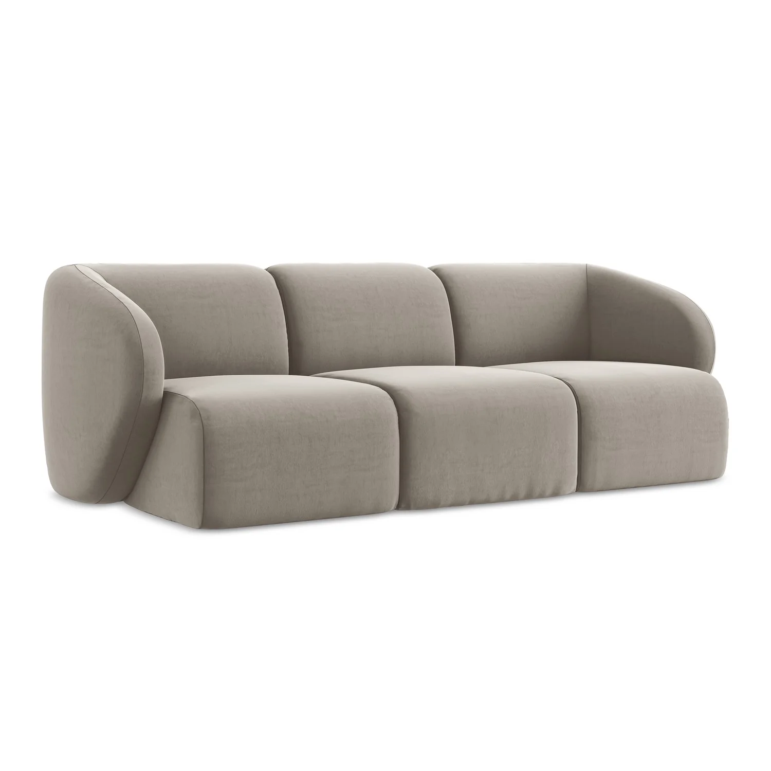 LaMiaSofa 3-zits bank Cervo – velours – taupe – 244x94x75