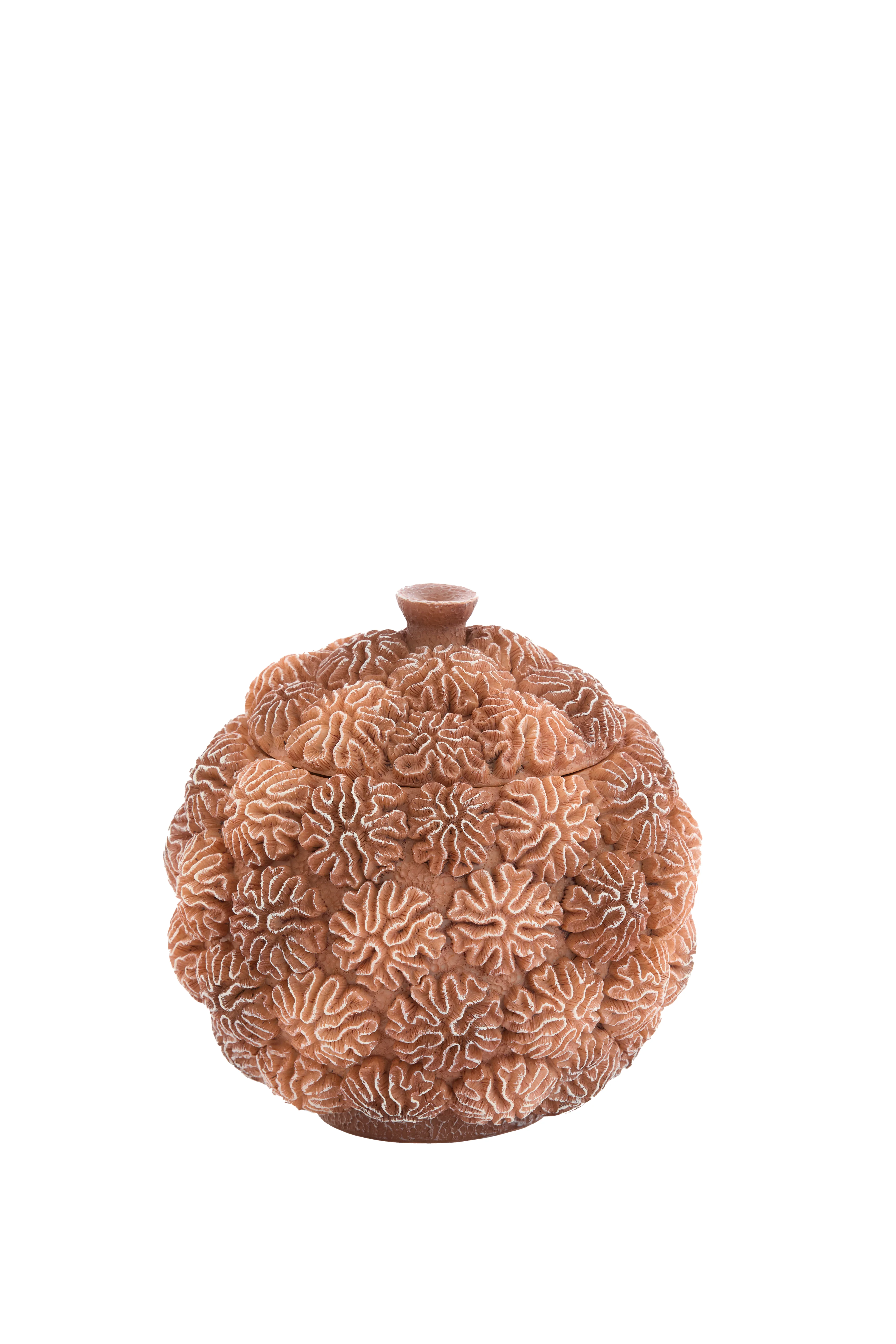 Light & Living deco box+deksel CORAL – Ø17x16cm – bruin