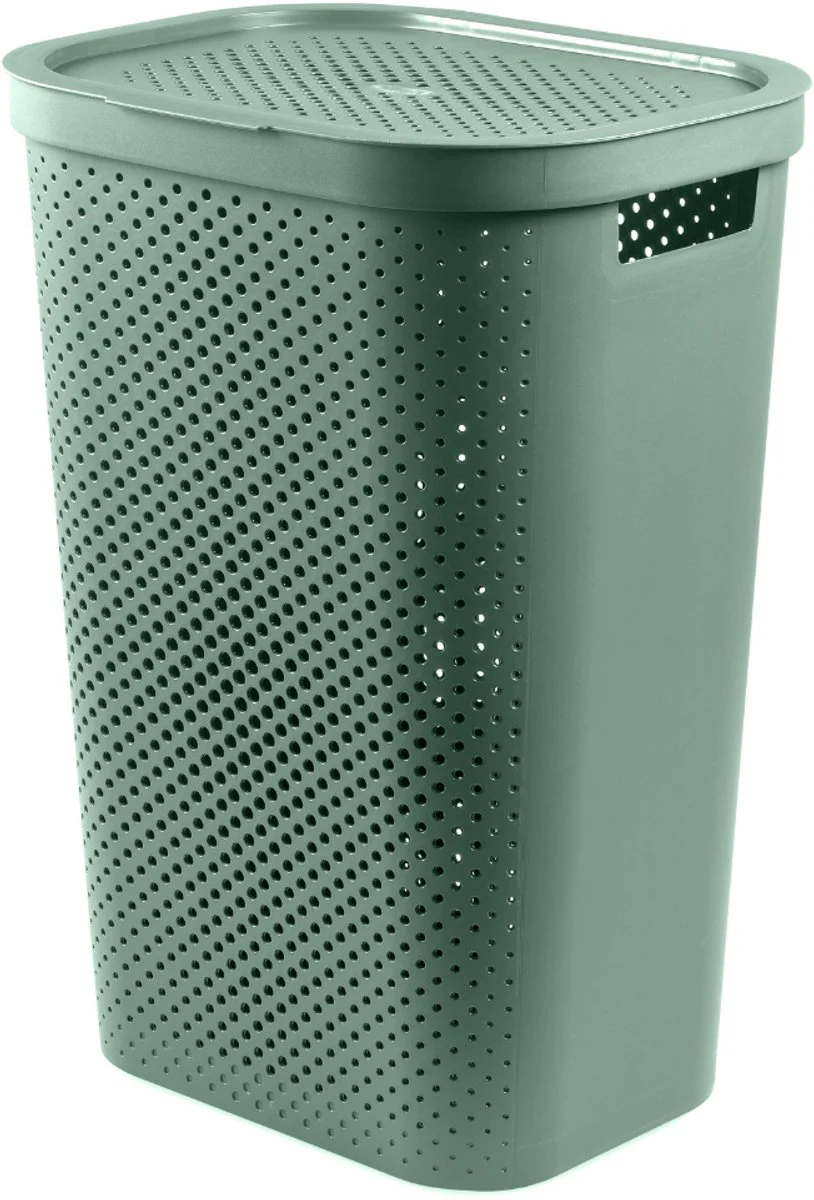 Curver Infinity Recycled Dots Wasmand met deksel – 60L – Groen