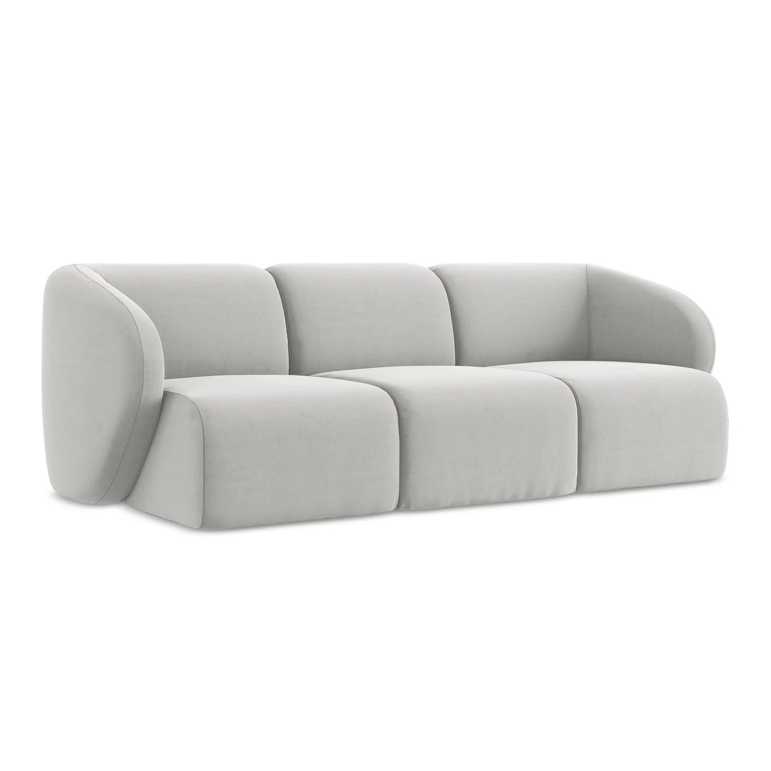 LaMiaSofa 3-zits bank Cervo – velours – zilver – 244x94x75