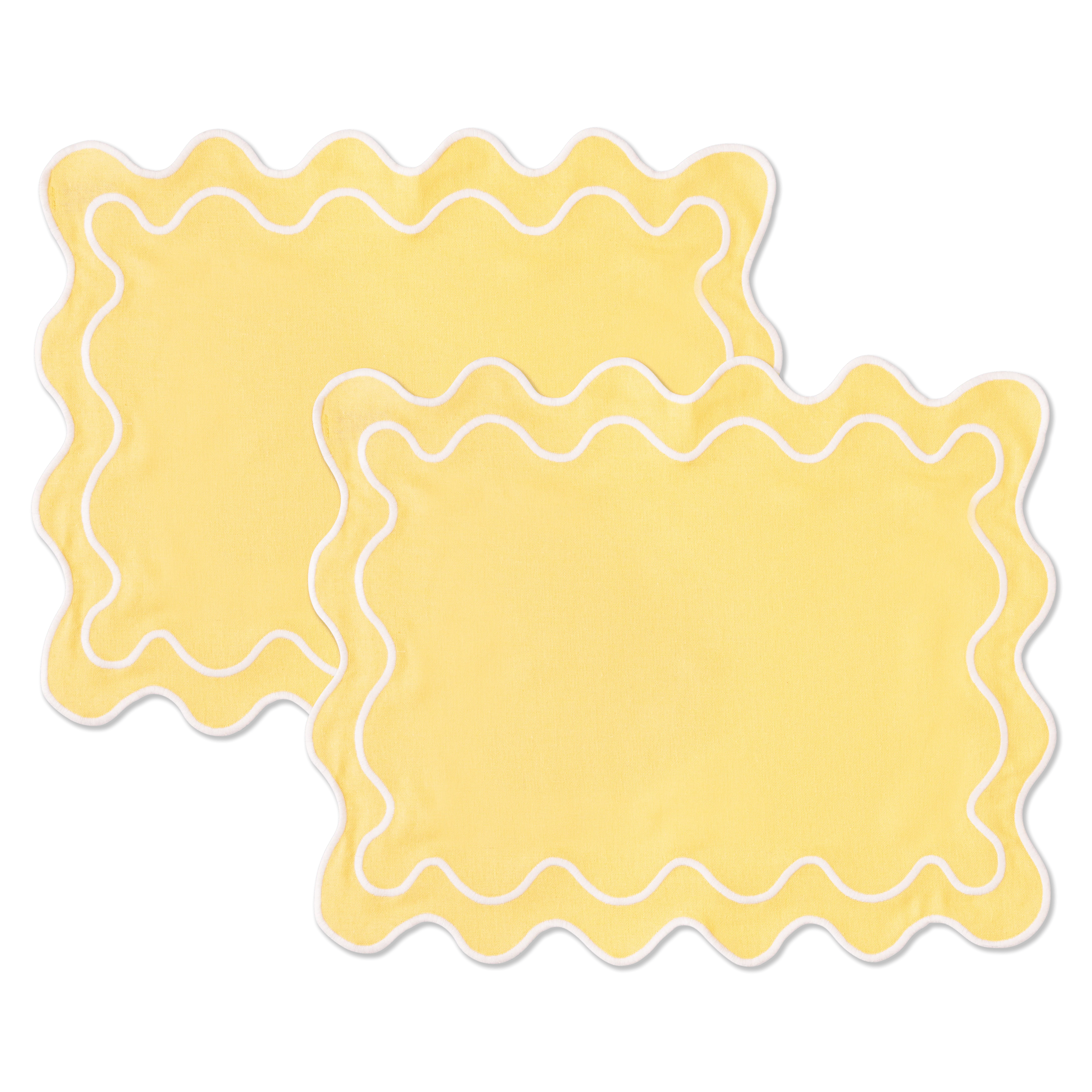 Kulu Club placemats Wavy – linnenmix – geel – set van 2
