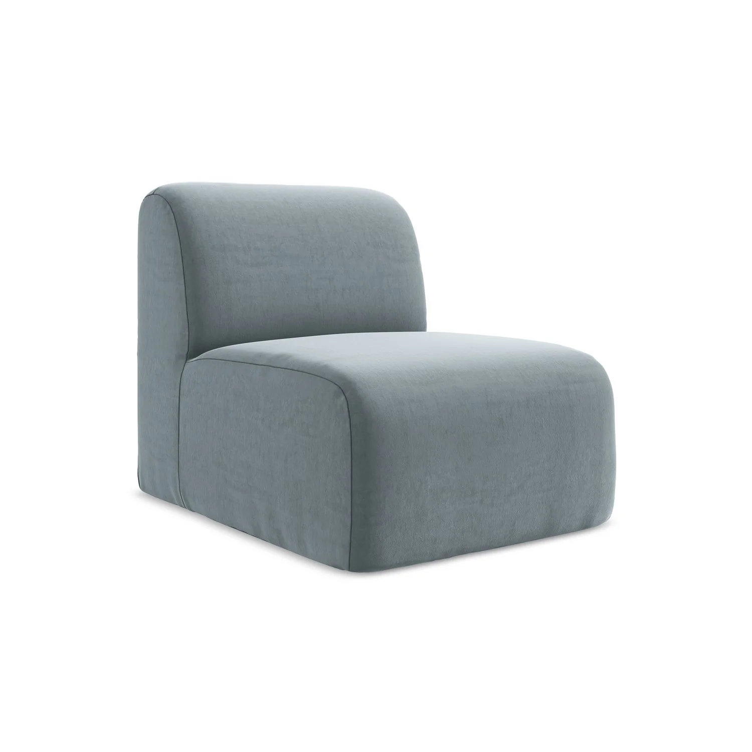 LaMiaSofa Bankmodule midden Cervo – velours – lichtblauw – 70x94x75
