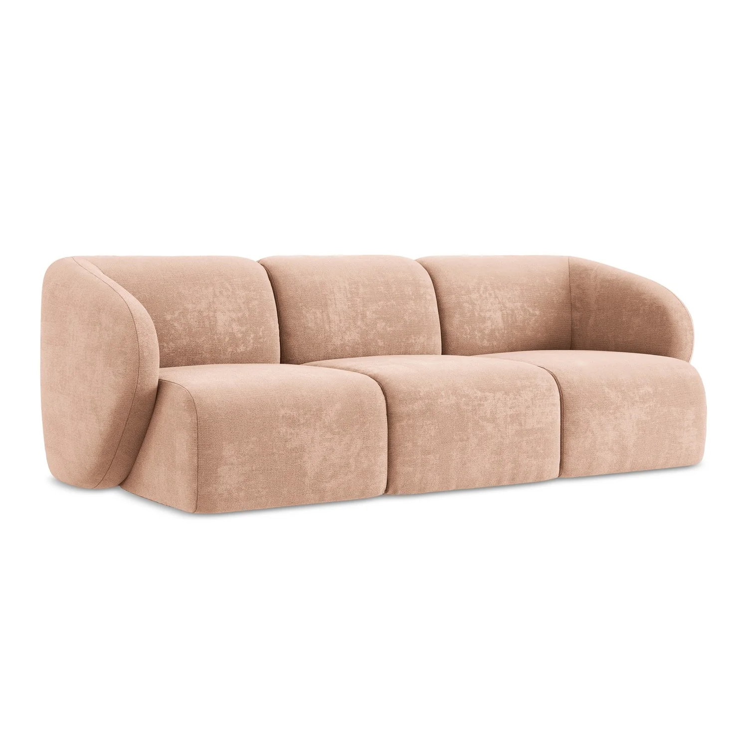 LaMiaSofa 3-zits bank Cervo – chenille stof – perzik – 244x94x75